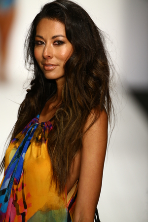 MIAMI, FL - JULY 17: A model walks runway in designer swim apparel during the Pob and Lulu fashion show for Miami Swim Week on July 17, 2015のeditorial素材