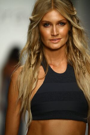 MIAMI, FL - JULY 18: A model walks runway in designer swim apparel during the Tori Praver Swimwear fashion show at Funkshion tent for Miami Swim Week on July 18, 2015のeditorial素材