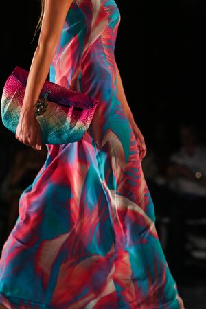 MIAMI, FL - JULY 18: A model walks runway in designer swim apparel during the Caffe Swimwear fashion show at W hotel for Miami Swim Week on July 18, 2015のeditorial素材