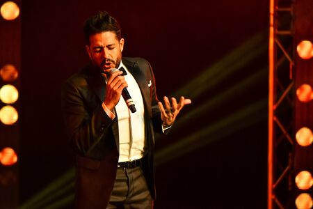 NEW YORK, NY - NOVEMBER 27: Singer Mohamed Hamaki performing on stage during the Big Apple Music Awards 2016 Concert at Master Theater on November 27, 2016 in Brooklyn NY.のeditorial素材