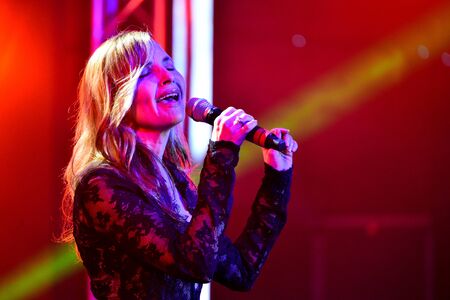 NEW YORK, NY - NOVEMBER 27: Singer Kenza Morsli performs on stage during the Big Apple Music Awards 2016 Concert at Master Theater on November 27, 2016 in Brooklyn NY.のeditorial素材