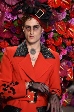 NEW YORK, NY - FEBRUARY 02: A model walks the runway at the Palomo Spain Collection during NYFW: Men's at the Cadillac House on February 2, 2017 in New York City.のeditorial素材