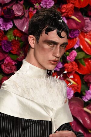 NEW YORK, NY - FEBRUARY 02: A model walks the runway at the Palomo Spain Collection during NYFW: Men's at the Cadillac House on February 2, 2017 in New York City.のeditorial素材