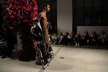 NEW YORK, NY - FEBRUARY 02: A model walks the runway at the Palomo Spain Collection during NYFW: Men's at the Cadillac House on February 2, 2017 in New York City.のeditorial素材