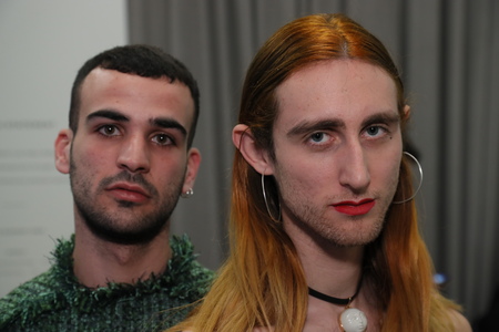 NEW YORK, NY - FEBRUARY 02: A model posing backstage at the Palomo Spain Collection during NYFW: Men's at the Cadillac House on February 2, 2017 in New York City.のeditorial素材