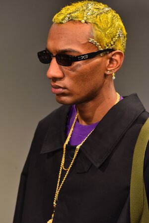 NEW YORK, NY - FEBRUARY 01: Models pose at the Landlord - Presentation at Skylight Clarkson North on February 1, 2017 in New York Cityのeditorial素材