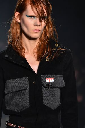 NEW YORK, NY - FEBRUARY 01: A model walks the runway at Rochambeau - Runway - NYFW: Men's at Skylight Clarkson North on February 1, 2017 in New York City.のeditorial素材