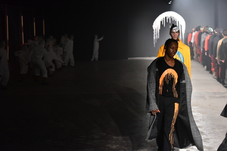 NEW YORK, NY - FEBRUARY 01: Models walk at the Rochambeau  Runway  finale - NYFW: Men's at Skylight Clarkson North on February 1, 2017 in New York City.のeditorial素材
