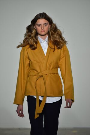 NEW YORK, NY - JANUARY 31: A model walks the runway during the Carlos Campos Runway show during NYFW: Mens on January 31, 2017 in New York City.のeditorial素材