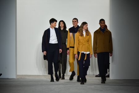 NEW YORK, NY - JANUARY 31: Models walk the runway finale during the Carlos Campos Runway show during NYFW: Mens on January 31, 2017 in New York City.のeditorial素材