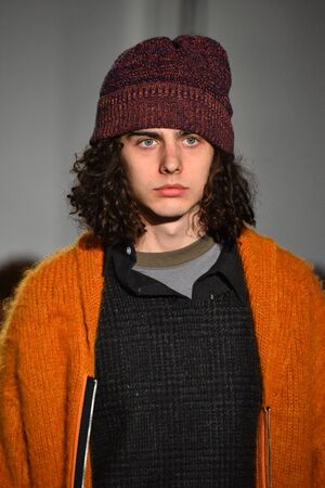 NEW YORK, NY - JANUARY 31: A model walks the runway wearing N. Hoolywood during NYFW: Mens on January 31, 2017 in New York City.のeditorial素材