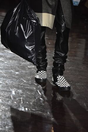 NEW YORK, NY - JANUARY 31: A model walks the runway wearing N. Hoolywood during NYFW: Mens on January 31, 2017 in New York City.のeditorial素材