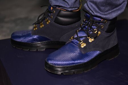 NEW YORK, NY - JANUARY 31: A model wears boots during the Zachary Prell Prestentation during NYFW: Mens at Skylight Clarkson North on January 31, 2017 in New York City.のeditorial素材