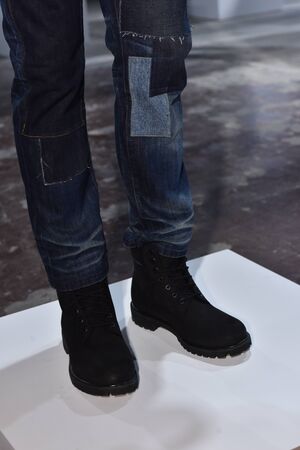 NEW YORK, NY - FEBRUARY 01: A model poses at the Nautica Fall 2017 presentation during NYFW: Mens at Skylight Clarkson North on February 1, 2017 in New York City.のeditorial素材