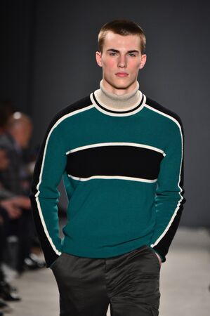 NEW YORK, NY - FEBRUARY 01: A model walks the runway during the Todd Snyder NYFW: Mens show at Skylight Clarkson North on February 1, 2017 in New York City.のeditorial素材