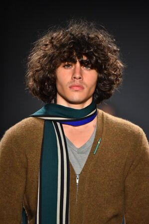 NEW YORK, NY - FEBRUARY 01: A model walks the runway during the Todd Snyder NYFW: Mens show at Skylight Clarkson North on February 1, 2017 in New York City.のeditorial素材
