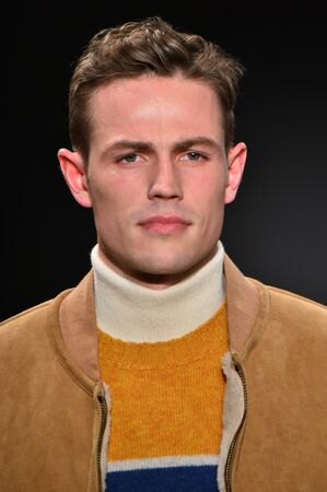 NEW YORK, NY - FEBRUARY 01: A model walks the runway during the Todd Snyder NYFW: Mens show at Skylight Clarkson North on February 1, 2017 in New York City.のeditorial素材