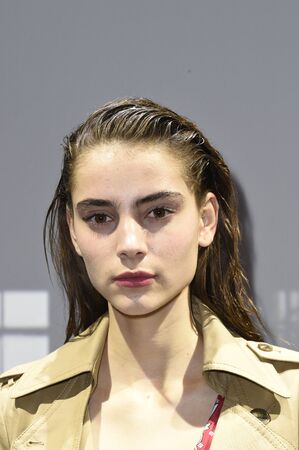 NEW YORK, NY - FEBRUARY 09: A model poses at Thakoon show during New York Fashion Week at Cedar Lake on February 9, 2017 in New York City.のeditorial素材