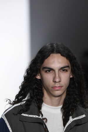 NEW YORK, NY - FEBRUARY 10: A model walks the runway for the Telfar collection during, New York Fashion Week on February 10, 2017 in New York City.のeditorial素材