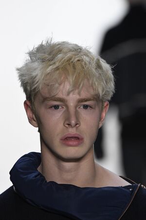 NEW YORK, NY - FEBRUARY 10: A model walks the runway for the Telfar collection during, New York Fashion Week on February 10, 2017 in New York City.のeditorial素材