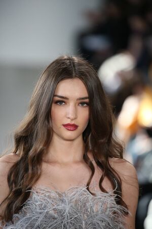 NEW YORK, NY - FEBRUARY 10: Models walk the runway finale at the Pamella Roland fashion show during New York Fashion Week on February 10, 2017 in New York City.のeditorial素材