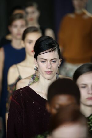 NEW YORK, NY - FEBRUARY 10: Models walk the runway finale during Jason Wu show during New York Fashion Week on February 10, 2017 in New York City.のeditorial素材