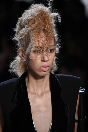 NEW YORK, NY - FEBRUARY 10: A model walks the runway for Hakan Akkaya collection during, New York Fashion Week  on February 10, 2017 in New York City.のeditorial素材