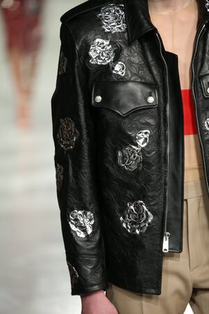 NEW YORK, NY - FEBRUARY 10: A model walks the runway at the Calvin Klein Collection Autumn Winter 2017 fashion show during New York Fashion Week on February 10, 2017 in New York City.のeditorial素材