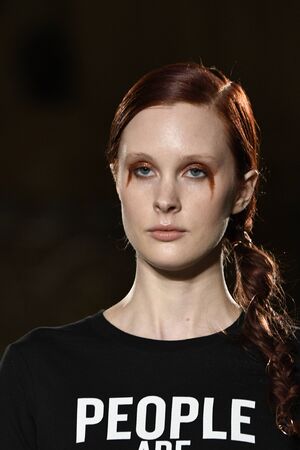 NEW YORK, NY - FEBRUARY 11: A model walks the runway for the Christian Siriano collection during, New York Fashion Week on February 11, 2017 in New York City.のeditorial素材