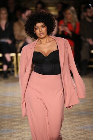 NEW YORK, NY - FEBRUARY 11: A model walks the runway for the Christian Siriano collection during, New York Fashion Week on February 11, 2017 in New York City.のeditorial素材
