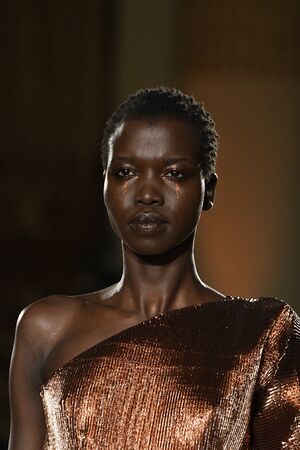 NEW YORK, NY - FEBRUARY 11: A model walks the runway for the Christian Siriano collection during, New York Fashion Week on February 11, 2017 in New York City.のeditorial素材