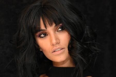 NEW YORK, NY - FEBRUARY 11: A model posing backstage for the Georgine collection during New York Fashion Week on February 11, 2017 in New York City.のeditorial素材