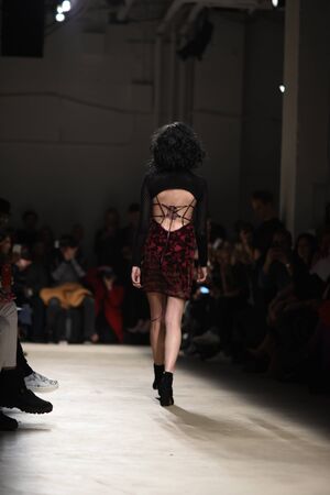 NEW YORK, NY - FEBRUARY 11: A model walks the runway for the Georgine collection during, New York Fashion Week on February 11, 2017 in New York City.のeditorial素材