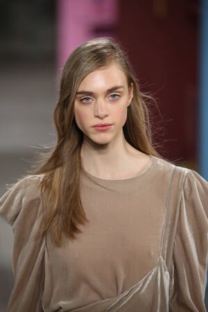 NEW YORK, NY - FEBRUARY 11: A model walks the runway at the Tibi fashion show during New York Fashion Week on February 11, 2017 in New York City.のeditorial素材