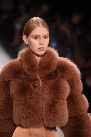 NEW YORK, NY - FEBRUARY 11: A model walks the runway for the Jonathan Simkhai collection during, New York Fashion Week on February 11, 2017 in New York City.のeditorial素材