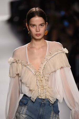 NEW YORK, NY - FEBRUARY 11: A model walks the runway for the Jonathan Simkhai collection during, New York Fashion Week on February 11, 2017 in New York City.のeditorial素材