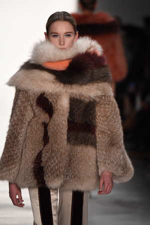 NEW YORK, NY - FEBRUARY 11: A model walks the runway for the Son Jung Wan collection during, New York Fashion Week on February 11, 2017 in New York City.のeditorial素材