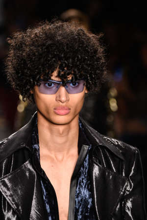 NEW YORK, NY - FEBRUARY 12: A Model walks the runway  at the Custo Barcelona show during the New York Fashion Week February 2017 collections on February 12, 2017 in New York City.のeditorial素材