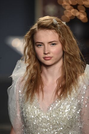NEW YORK, NY - APRIL 21: A model walks the runway during the Jenny Packham Spring/Summer 2018 bridal collection fashion show at 775 Washington Street on April 21, 2017 in New York City.のeditorial素材