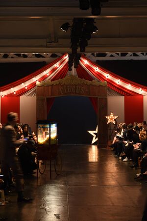 NEW YORK, NY - APRIL 21: Runway background during the Jenny Packham Spring/Summer 2018 bridal collection fashion show at 775 Washington Street on April 21, 2017 in New York City.のeditorial素材