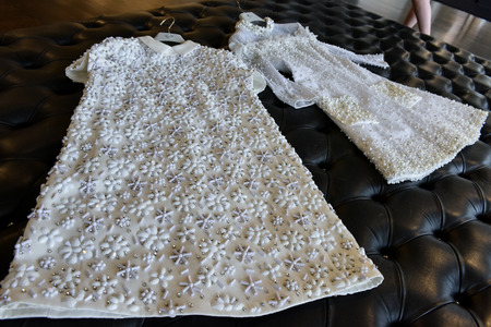 NEW YORK, NY - APRIL 24: Bridal dresses during the Viktor and Rolf Mariage Spring/Summer 2018 collection presentation on April 24, 2017 in New York City.のeditorial素材