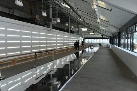 NEW YORK, NY - JULY 11: General atmosphere backstage at the BOSS - Hugo Boss show during NYFW Mens Spring Summer 2018 at 11 Fulton street on July 11, 2017 in New York City.のeditorial素材