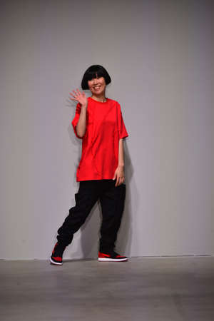 NEW YORK, NY - JULY 11: Designer Feng Chen Wang walks the runway during theFeng Chen Wang Runway show, NYFW: Men's July 2017 at Skylight Clarkson Sq on July 11, 2017 in New York City.のeditorial素材