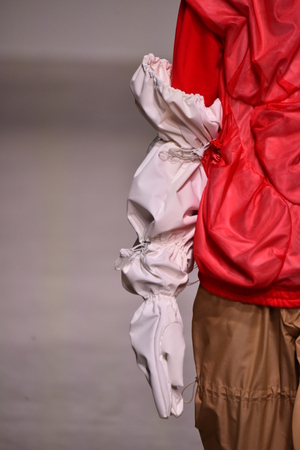 NEW YORK, NY - JULY 11: A model walks the runway during theFeng Chen Wang Runway show, NYFW: Men's July 2017 at Skylight Clarkson Sq on July 11, 2017 in New York City.のeditorial素材