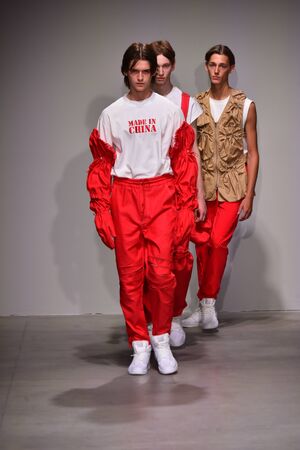NEW YORK, NY - JULY 11: Models walk the runway finale during theFeng Chen Wang Runway show, NYFW:...