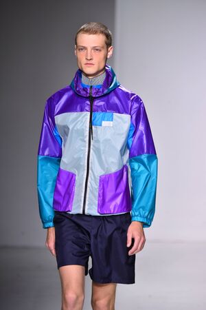 NEW YORK, NY - JULY 11: A model walks the runway at the Patrik Ervell show during NYFW: Mens July...