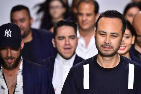 NEW YORK, NY - JULY 11: Designer Carlos Campos walks the runway at the Carlos Campos show during NYFW Mens Spring Summer 2018 at Skylight Clarkson Sq on July 11, 2017 in New York City.のeditorial素材