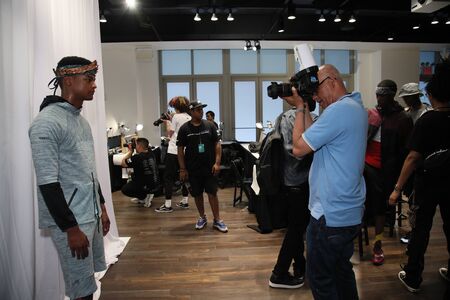 NEW YORK, NY - JULY 11: A model poses during the Dyne presentation during NYFW: Mens July 2017  on...