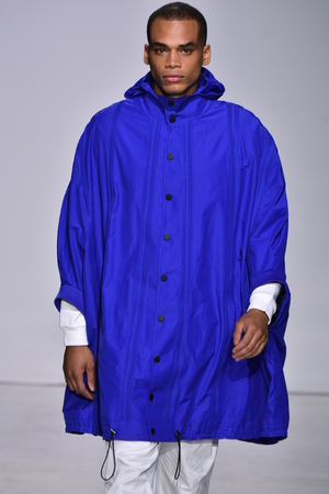 NEW YORK, NY - JULY 11: A model walks the runway at the Carlos Campos show during NYFW Mens Spring Summer 2018 at Skylight Clarkson Sq on July 11, 2017 in New York City.のeditorial素材