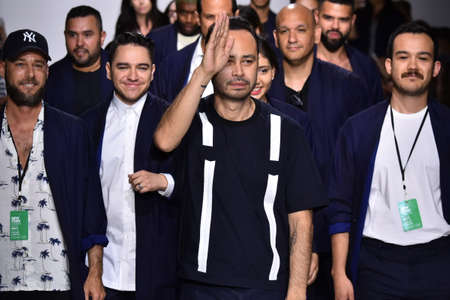 NEW YORK, NY - JULY 11: Designer Carlos Campos walks the runway at the Carlos Campos show during NYFW Mens Spring Summer 2018 at Skylight Clarkson Sq on July 11, 2017 in New York City.のeditorial素材